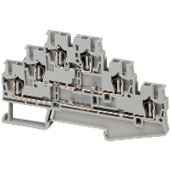 NSYTRR26T - Linergy passthrough terminal block - 2.5mm² 20A three-level 1x1 spring - grey, Schneider Electric