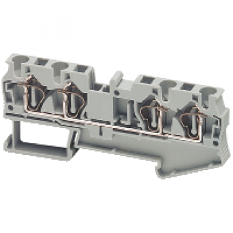 NSYTRR44 - Linergy passthrough terminal block - 4mm² 32A single-level 2x2 spring - grey, Schneider Electric