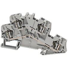 NSYTRR44D - Linergy passthrough terminal block - 4mm² 28A double-level 1x1 spring - grey, Schneider Electric