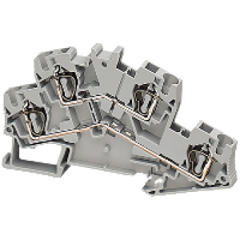 NSYTRR44D - Linergy passthrough terminal block - 4mm² 28A double-level 1x1 spring - grey, Schneider Electric