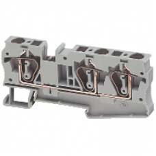 NSYTRR63 - Linergy passthrough terminal block - 6mm² 41A single-level 1x2 spring - grey, Schneider Electric
