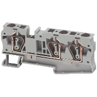 NSYTRR63 - Linergy passthrough terminal block - 6mm² 41A single-level 1x2 spring - grey, Schneider Electric