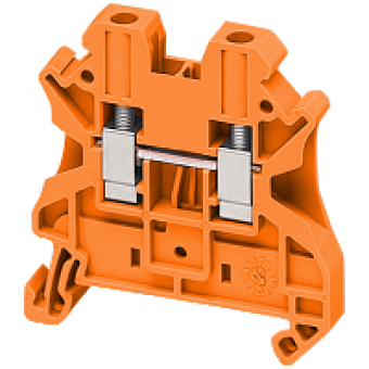 NSYTRV42AR - Linergy passthrough terminal block - 4mm² 32A single-level 1x1 screw - orange, Schneider Electric