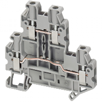 NSYTRV44D - Linergy passthrough terminal block - 4mm² 30A double-level 1x1 screw - grey, Schneider Electric