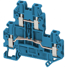 NSYTRV44DBL - Linergy passthrough terminal block - 4mm² 30A double-level 1x1 screw - blue, Schneider Electric
