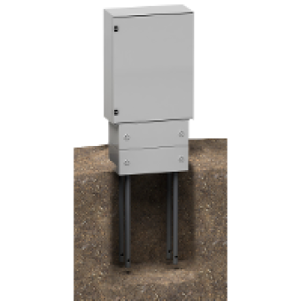 NSYZM283G - Polyester glassreinforced plinth for encl PLM108 front opening IP44-IK10 RAL7035, Schneider Electric