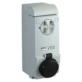 PKB63P544 - Unika interlocked socket - 63 A - 3P + E - 480...500 V AC - IP65 - wall, Schneider Electric