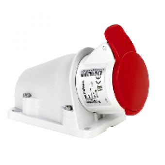 PKF16W434 - PratiKa socket - screw - angled - 16A - 3P + E - 380...415 V AC - wall, Schneider Electric