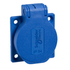 PKS51B - PratiKa socket - blue - 2P + E - 10/16 A - 250 V - German - IP54 - flush - back, Schneider Electric
