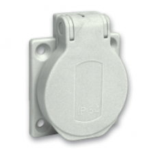 PKS51G - PratiKa socket - grey - 2P + E - 10/16 A - 250 V - German - IP54 - flush - back, Schneider Electric