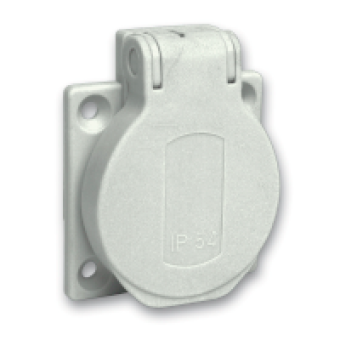 PKS51G - PratiKa socket - grey - 2P + E - 10/16 A - 250 V - German - IP54 - flush - back, Schneider Electric
