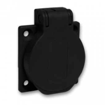 PKS51N - PratiKa socket - black - 2P + E - 10/16 A - 250 V - German - IP54 - flush - back, Schneider Electric
