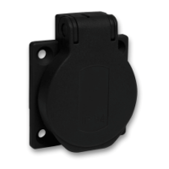 PKS52N - PratiKa socket - black - 2P + E - 10/16 A - 250 V - German - IP54 - flush - side, Schneider Electric