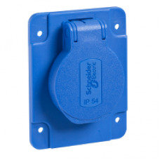 PKS61B - PratiKa socket - blue - 2P + E - 10/16 A - 250 V - German - IP54 - flush - back, Schneider Electric