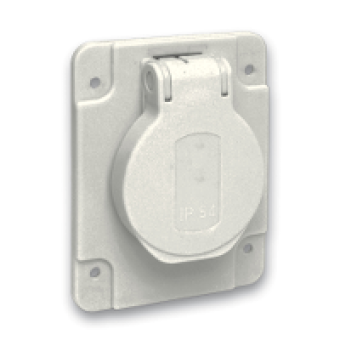 PKS62G - PratiKa socket - grey - 2P + E - 10/16 A - 250 V - German - IP54 - flush - side, Schneider Electric