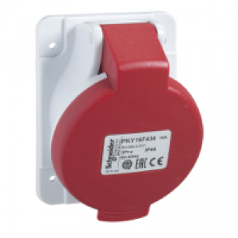 PKY32F435 - PratiKa socket - fast - angled - 32A - 3P + N + E - 380...415 V AC - panel, Schneider Electric