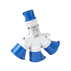 PKZM709 - PratiKa multiple adapter - 3 industrial sockets - 16 A - 2P+E - 220V AC - IP67, Schneider Electric