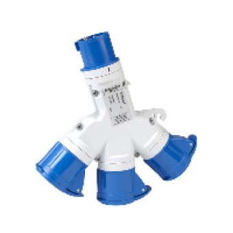 PKZM709 - PratiKa multiple adapter - 3 industrial sockets - 16 A - 2P+E - 220V AC - IP67, Schneider Electric