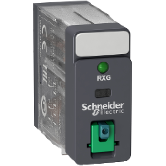 RXG22ED - interface plug-in relay - Zelio RXG - 2C/O standard -48VDC-5A - with LTB and LED, Schneider Electric