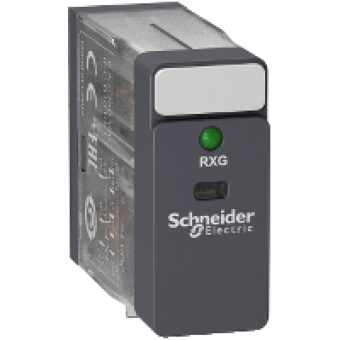 RXG23BD - interface plug-in relay - Zelio RXG - 2 C/O standard - 24 V DC - 5 A - with LED, Schneider Electric RXG23BD - interface plug-in relay - Zelio RXG - 2 C/O standard - 24 V DC - 5 A - with LED, Schneider Electric