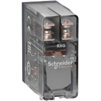 RXG25B7 - interface plug-in relay - Zelio RXG - 2 C/O clear - 24 V AC - 5 A , Schneider Electric RXG25B7 - interface plug-in relay - Zelio RXG - 2 C/O clear - 24 V AC - 5 A , Schneider Electric