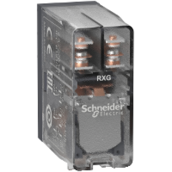 RXG25BD - interface plug-in relay - Zelio RXG - 2 C/O clear - 24 V DC - 5 A , Schneider Electric
