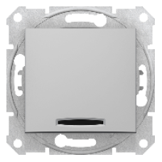 SDN0501160 - Sedna - intermediate switch - 10AX locator light without frame aluminium, Schneider Electric