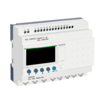 SR2B201FU - compact smart relay Zelio Logic - 20 I O - 100..240 V AC - clock - display, Schneider Electric