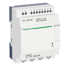 SR2E121FU - compact smart relay Zelio Logic - 12 I O - 100..240 V AC - clock - no display, Schneider Electric