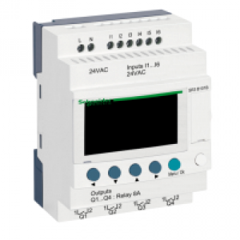 SR3B101B - modular smart relay Zelio Logic - 10 I O - 24 V AC - clock - display, Schneider Electric