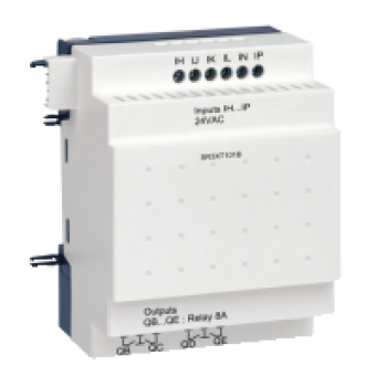 SR3XT101B - discrete I/O extension module - 10 I O - 24 V AC - for Zelio Logic, Schneider Electric