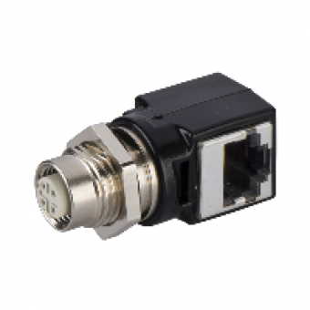 TCSEAAF11F13F00 - adaptor M12 female/RJ45 - for Ethernet connection, Schneider Electric