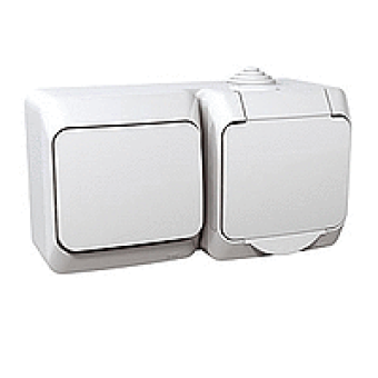 WDE000504 - Cedar Plus - single socket outlet sideE+1pole 2way switch - 16A(X) white, Schneider Electric