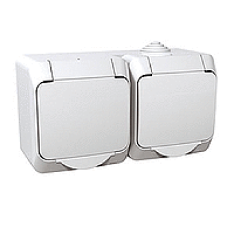 WDE000523 - Cedar Plus - double socket-outlet sideE - 16A shutters white, Schneider Electric