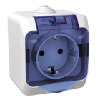 WDE000543 - Cedar Plus - single socket outlet sideE - 16A shutters transparent lid white, Schneider Electric WDE000543 - Cedar Plus - single socket outlet sideE - 16A shutters transparent lid white, Schneider Electric