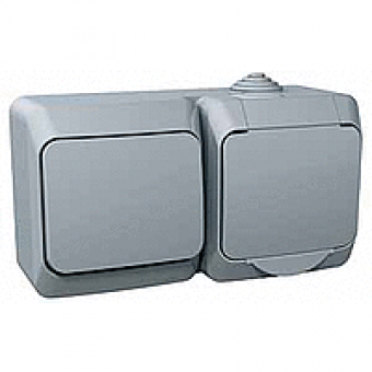 WDE000604 - Cedar Plus - single socket outlet sideE+1pole 2way switch - 16A(X) grey, Schneider Electric