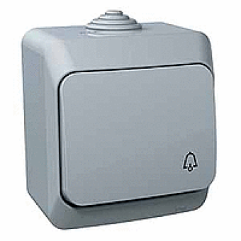 WDE000612 - Cedar Plus - 1pole pushbutton - 16A bell symbol grey, Schneider Electric WDE000612 - Cedar Plus - 1pole pushbutton - 16A bell symbol grey, Schneider Electric