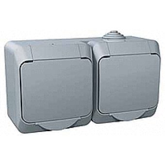 WDE000623 - Cedar Plus - double socket-outlet sideE - 16A shutters grey, Schneider Electric