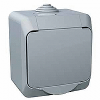 WDE000641 - Cedar Plus - single socket outlet sideE - 16A shutters grey, Schneider Electric