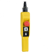 XACA2114 - pendant station XAC-A pistol grip - 2 booted push buttons 1 Emergency stop, Schneider Electric