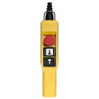 XACA2173 - pendant station XAC-A pistol grip - 2 booted push buttons 1 Emergency stop, Schneider Electric