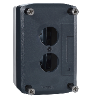 XALD02 - dark grey empty enclosure lid with light grey base - 2 cut-outs, Schneider Electric