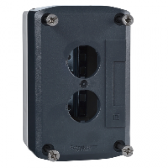 XALD02H7 - dark grey empty enclosure lid with light grey base - 2 cut-outs-UL/CSA certified, Schneider Electric