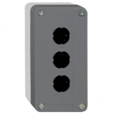 XALD03H7 - dark grey empty enclosure lid with light grey base - 3 cut-outs-UL/CSA certified, Schneider Electric