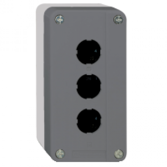 XALD03H7 - dark grey empty enclosure lid with light grey base - 3 cut-outs-UL/CSA certified, Schneider Electric