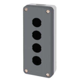XALD04 - dark grey empty enclosure lid with light grey base - 4 cut-outs, Schneider Electric