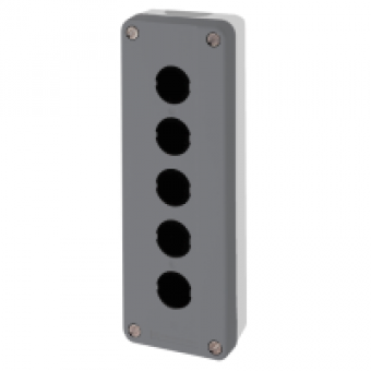 XALD05H7 - dark grey empty enclosure lid with light grey base - 5 cut-outs-UL/CSA certified, Schneider Electric
