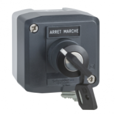 XALD142 - dark grey station - 1 selector switch Ø22 key switch 1NO, Schneider Electric