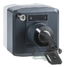 XALD144E - dark grey station - 1 selector switch Ø22 key switch 1NO+1NC, Schneider Electric