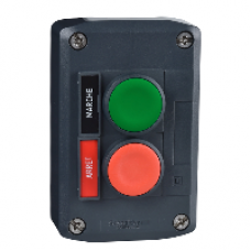 XALD211 - dark grey station - green flush/red flush pushbuttons Ø22 spring return, Schneider Electric